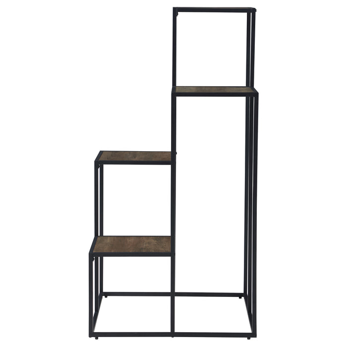 Rito 4-tier Multi-Display Shelf Rustic Brown and Black