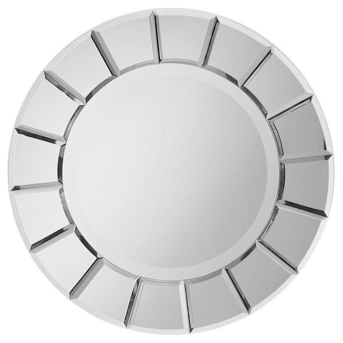 Fez 30 x 30 Inch Round Sun Shaped Wall Mirror Silver
