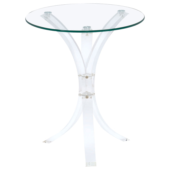Laning Round Glass Top Acrylic Side Table Clear