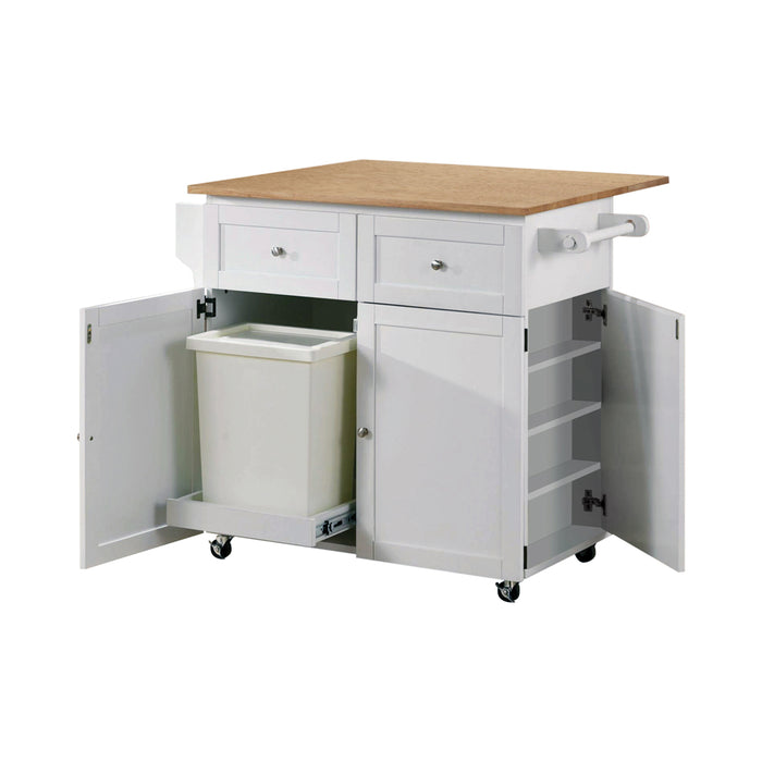 Jalen 3-door Mobile Kitchen Cart Natural Brown and White