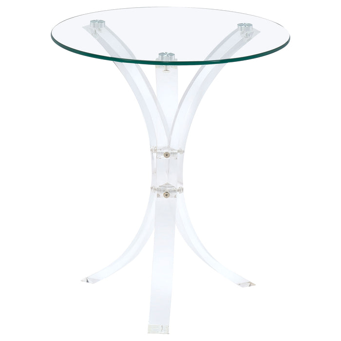 Laning Round Glass Top Acrylic Side Table Clear