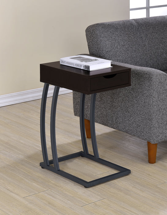 Troy 1-drawer C-Shaped Side Table Power Outlet Cappuccino