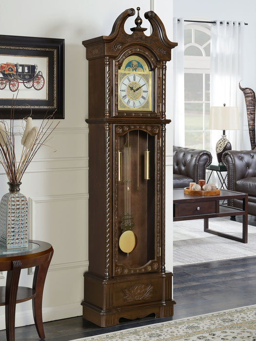 Cedric Grandfather Clock with Adjustable Chime Golden Brown