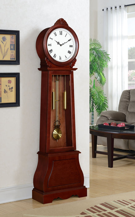 Narcissa Grandfather Clock with Adjustable Chime Brown Red