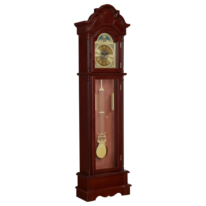 Diggory Grandfather Clock with Adjustable Chime Brown Red