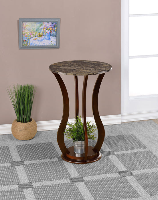Elton Round Faux Marble Top Accent Side Table Brown