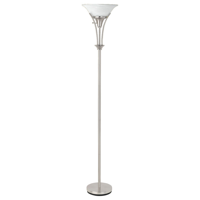 Archie 71-inch Frosted Torchiere Floor Lamp Brushed Steel