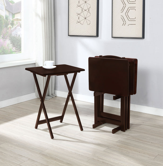 Donna 4-piece TV Tray Table Set with Stand Cappuccino