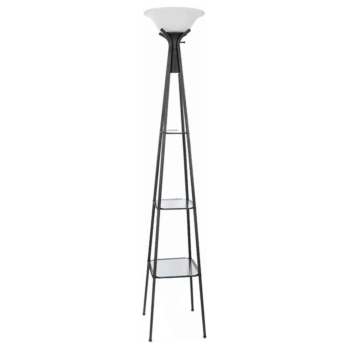 Gianni 70-inch 3-shelf Frosted Torchiere Floor Lamp Black
