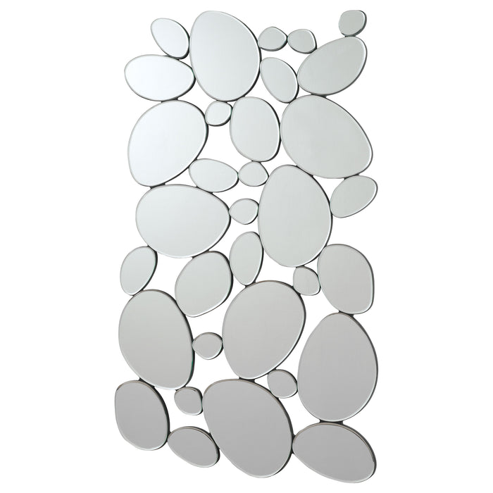 Topher 29 x 51 Inch Pebble Themed Wall Mirror Silver