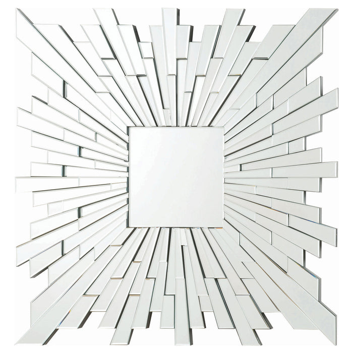 Brantley 40 x 40 Inch Square Sunburst Wall Mirror Silver