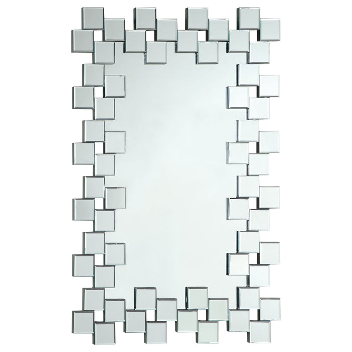 Pamela 32 x 47 Inch Rectangular Frameless Wall Mirror Silver