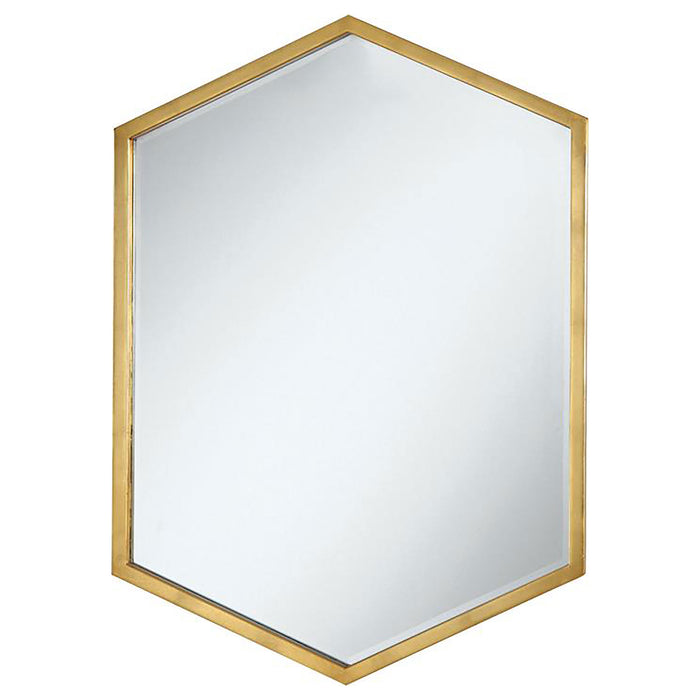 Bledel 24 x 34 Inch Hexagonal Wall Mirror Gold