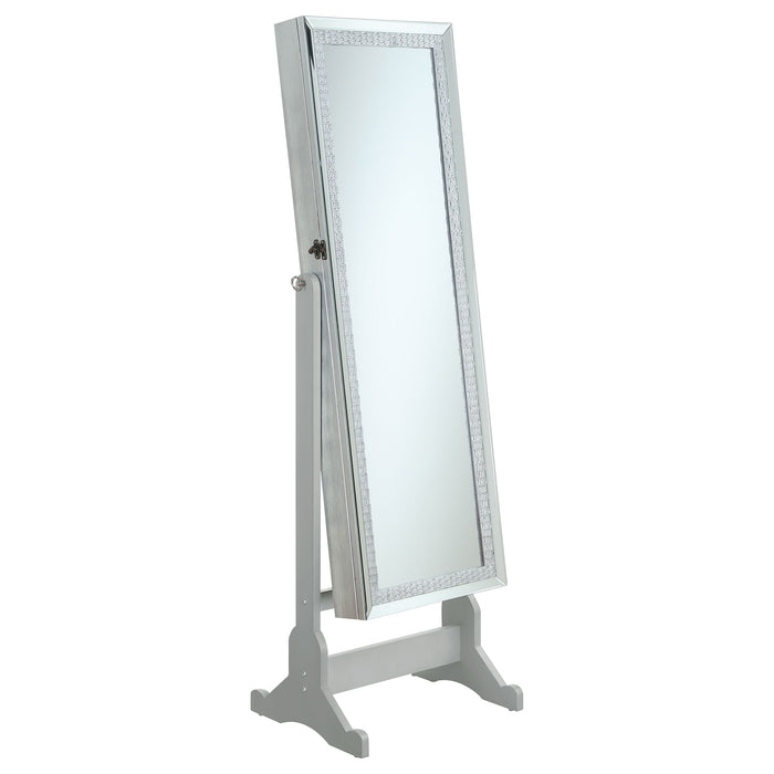 Elle Cheval Mirror with Jewelry Storage Silver