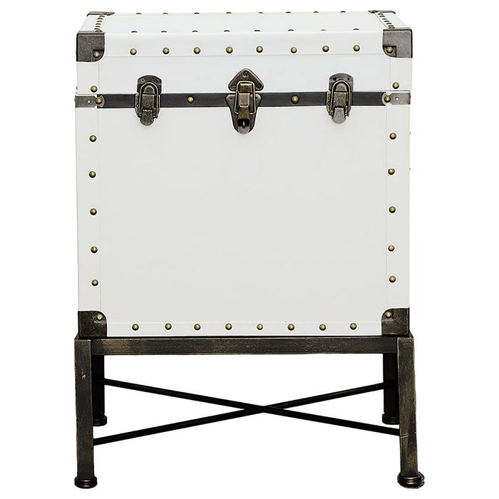 Nancy Upholstered Vintage Side Table Storage Trunk White