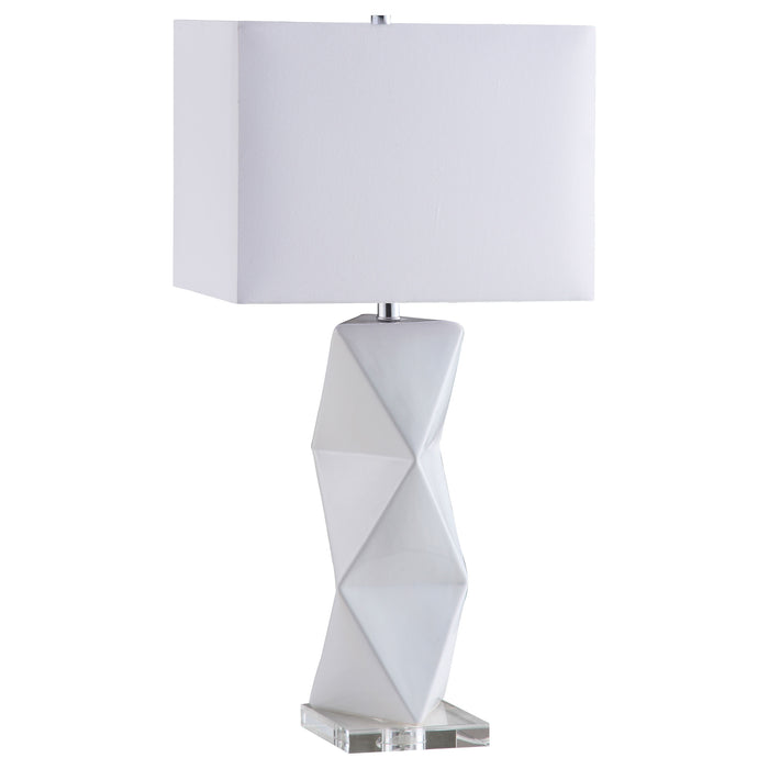 Camie 32-inch Rectangular Shade Geometric Table Lamp White