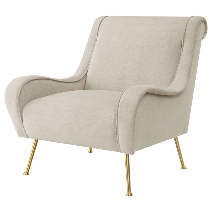 Ricci Upholstered Saddle Arm Accent Chair Stone