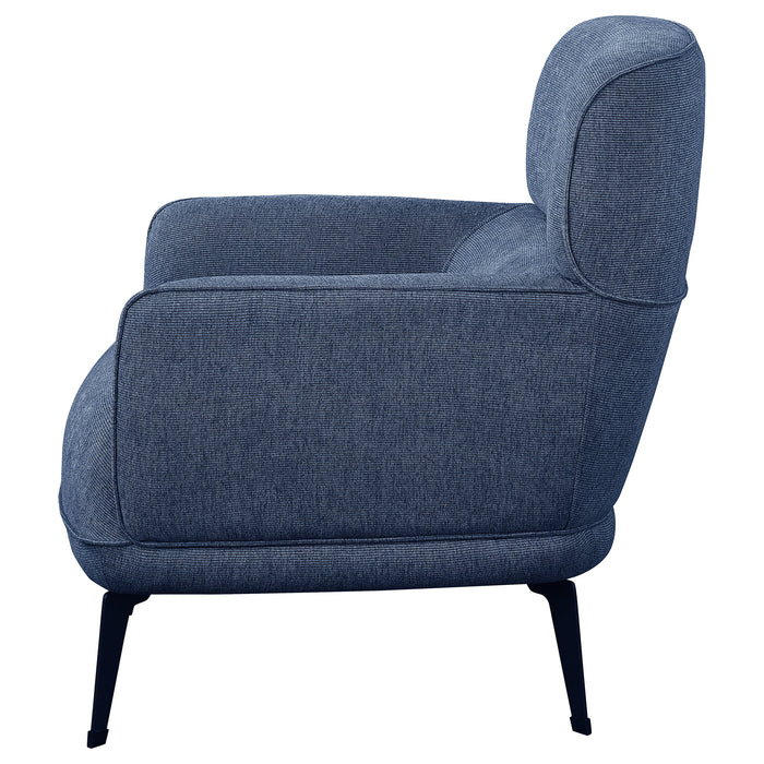 Andrea Upholstered Crecent Arm Accent Chair Blue