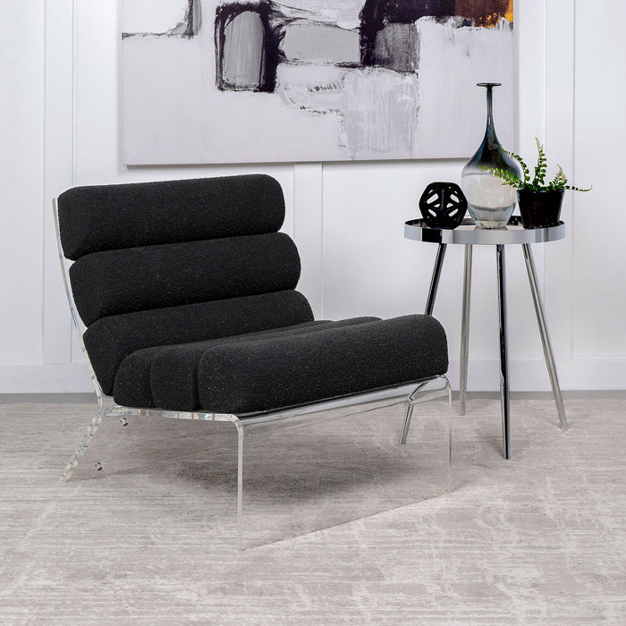 Serreta Boucle Upholstered Armless Acrylic Chair Black