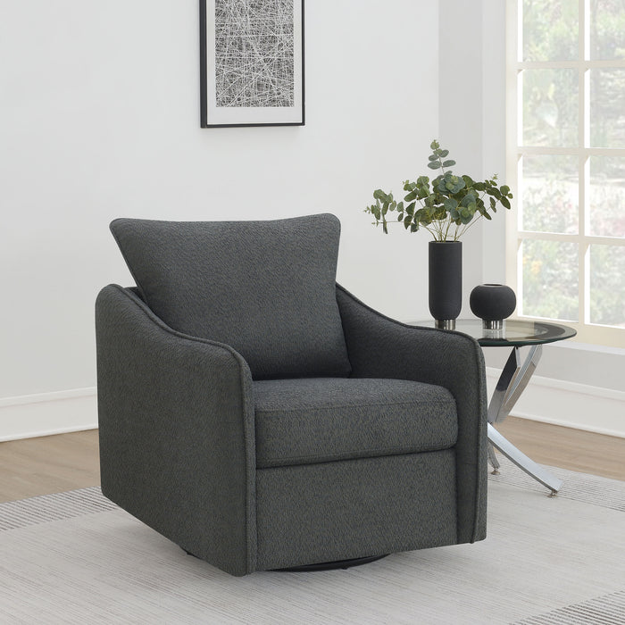 Madia Upholstered Sloped Arm Swivel Glider Chair Charcoal