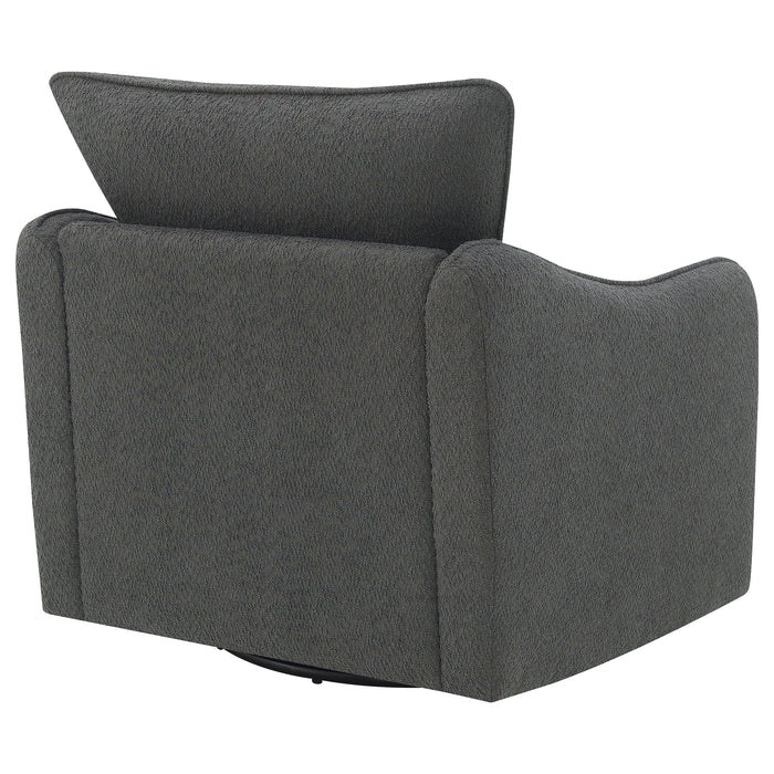 Madia Upholstered Sloped Arm Swivel Glider Chair Charcoal