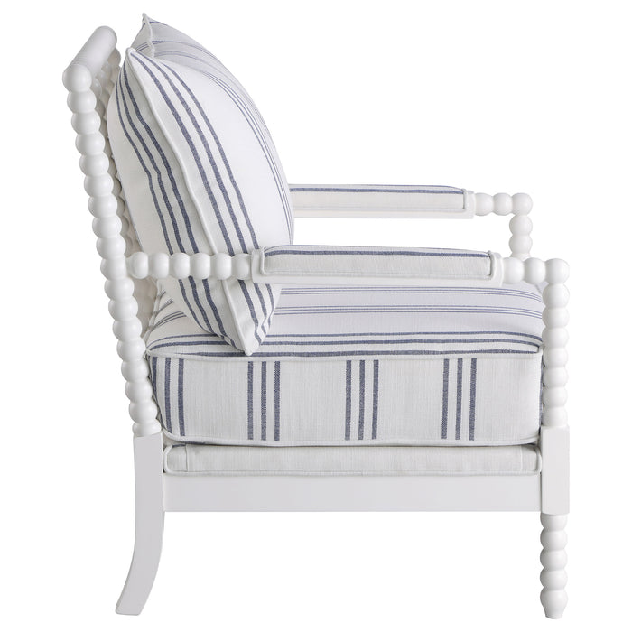 Blanchett Upholstered Bobbin Accent Chair White and Navy