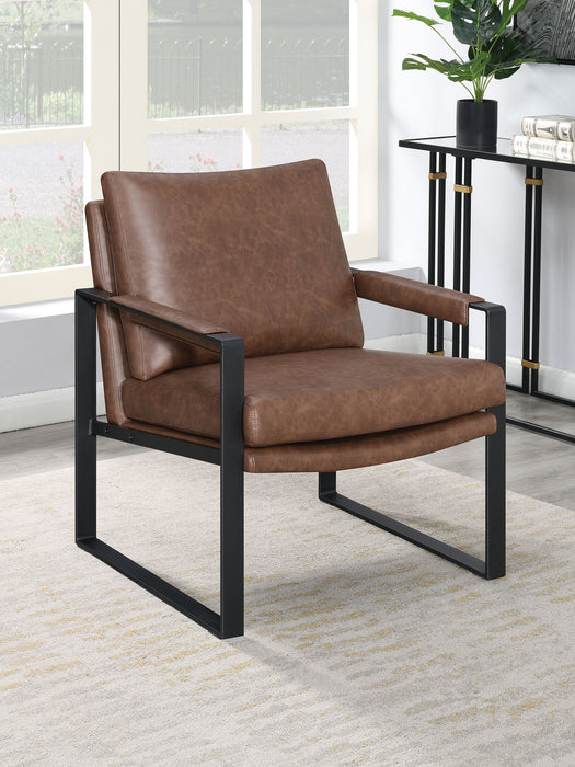 Rosalind Upholstered Track Arm Accent Chair Brown