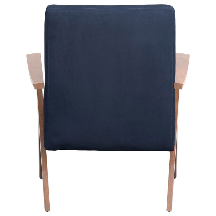 Cheryl Upholstered Wood Arm Accent Chair Dark Blue