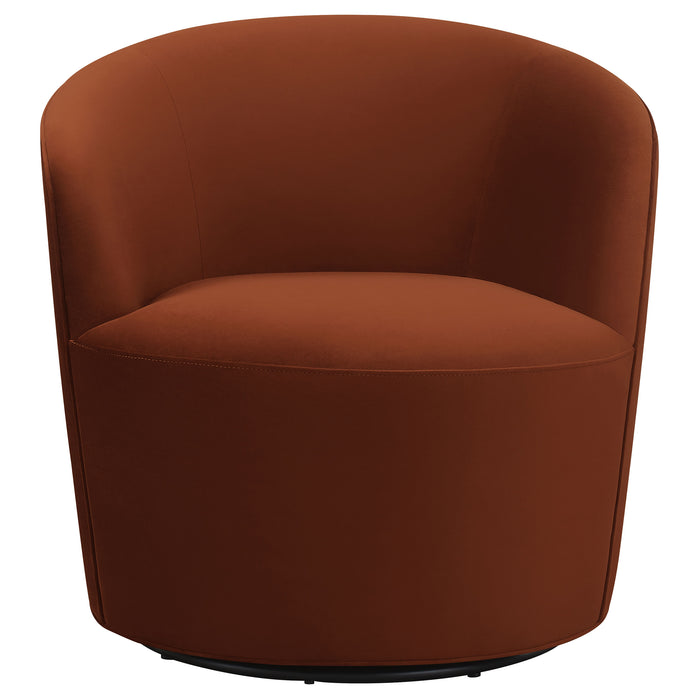 Joyce Upholstered Barrel Back Swivel Chair Burnt Orange