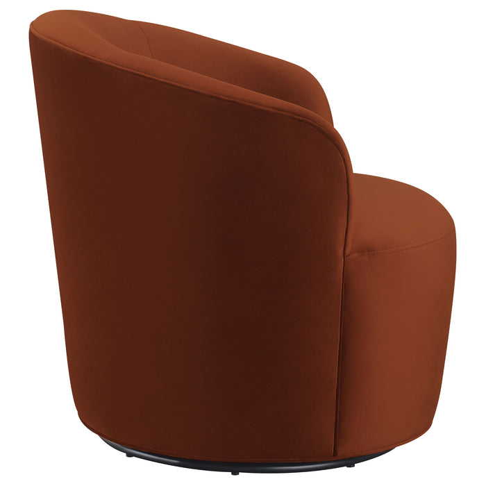 Joyce Upholstered Barrel Back Swivel Chair Burnt Orange