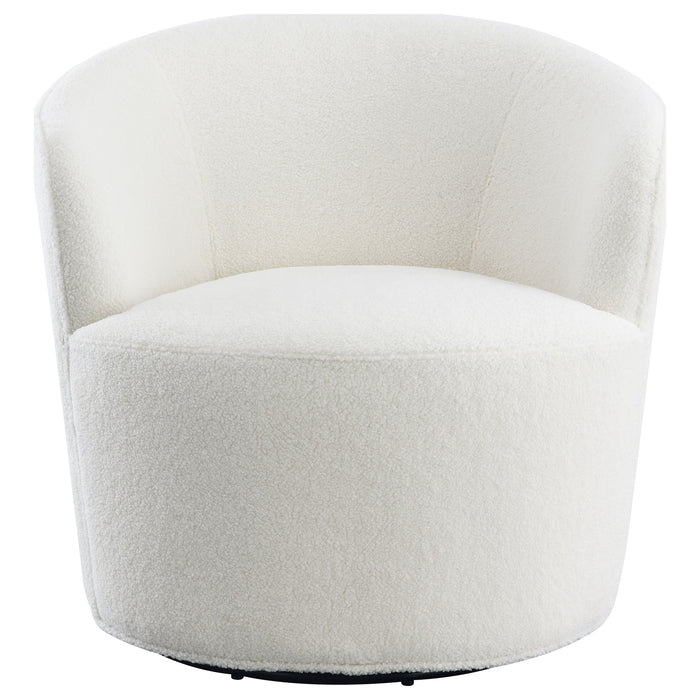 Joyce Upholstered Barrel Back Swivel Chair White
