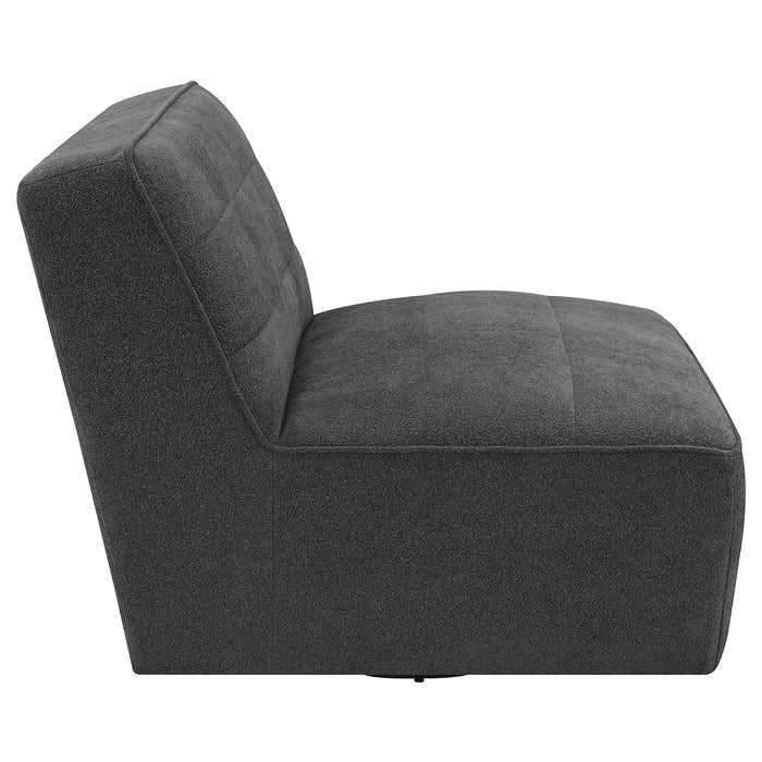 Cobie Upholstered Armless Swivel Chair Dark Charcoal