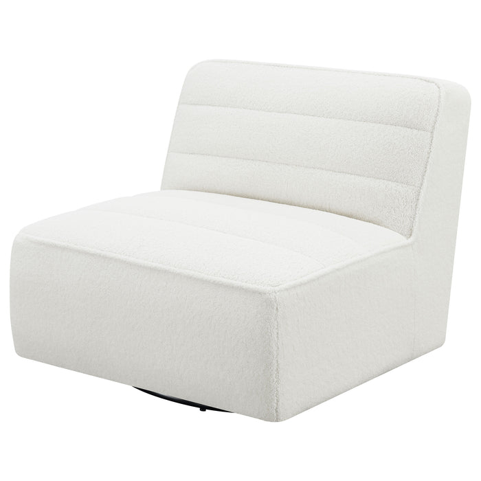 Cobie Upholstered Armless Swivel Chair Natural