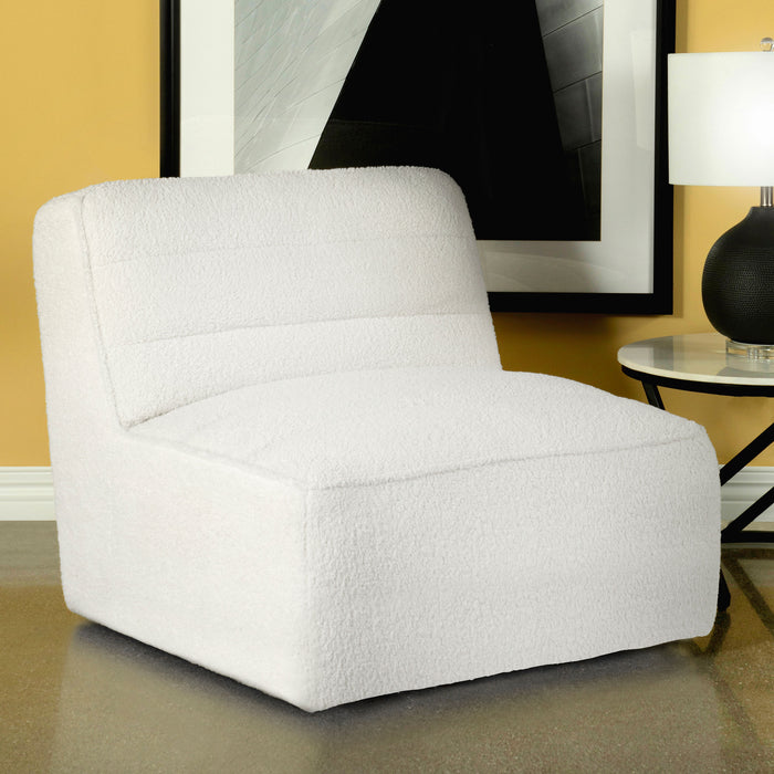 Cobie Upholstered Armless Swivel Chair Natural