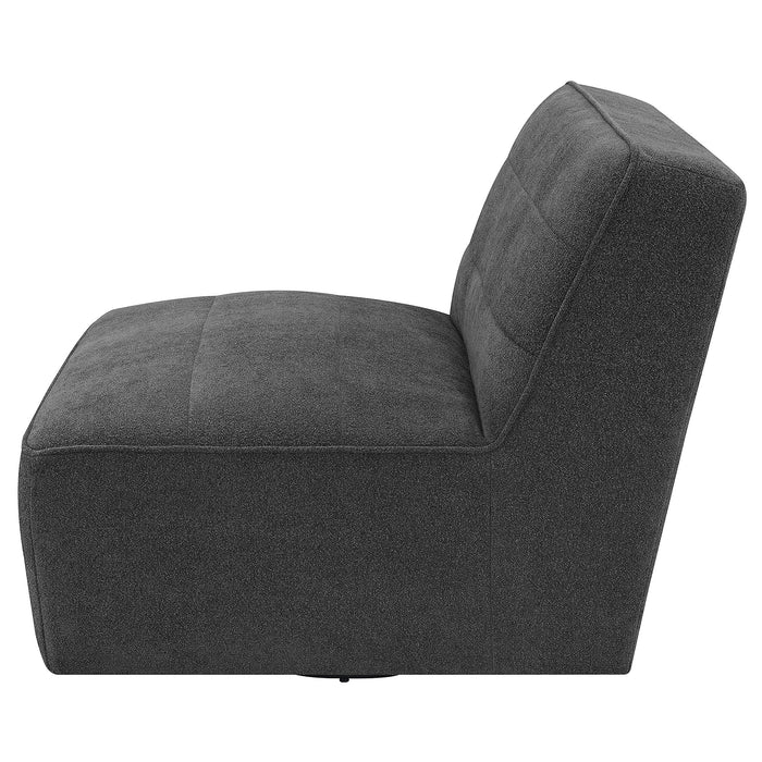 Cobie Upholstered Armless Swivel Chair Dark Charcoal
