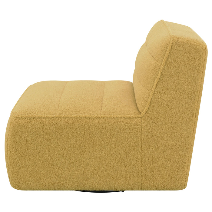 Cobie Upholstered Armless Swivel Chair Mustard