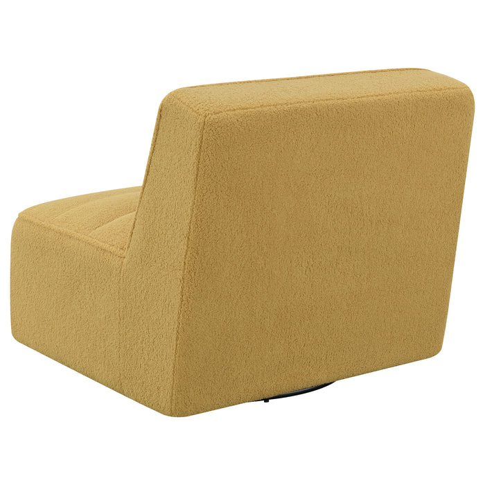 Cobie Upholstered Armless Swivel Chair Mustard