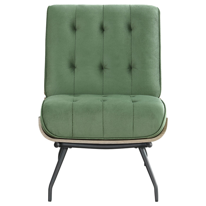 Aloma Upholstered Tufted Armless Accent Chair Green