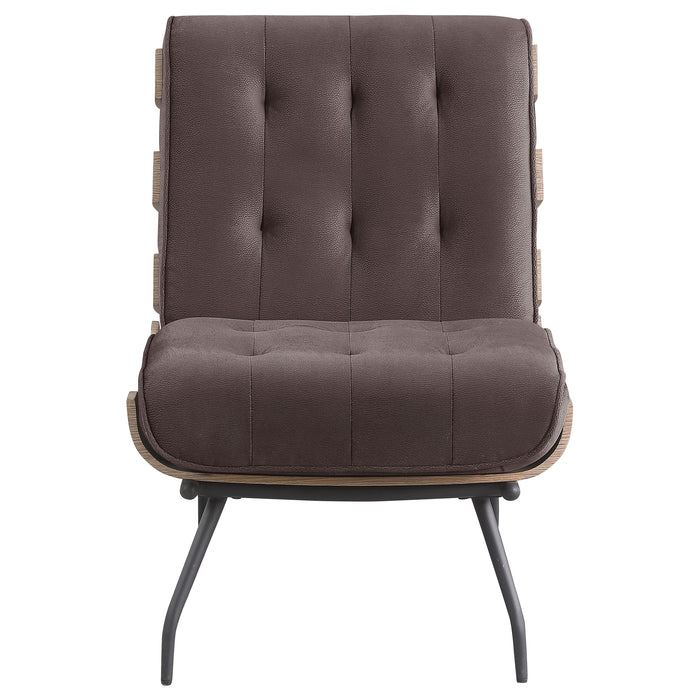 Aloma Upholstered Tufted Armless Accent Chair Brown
