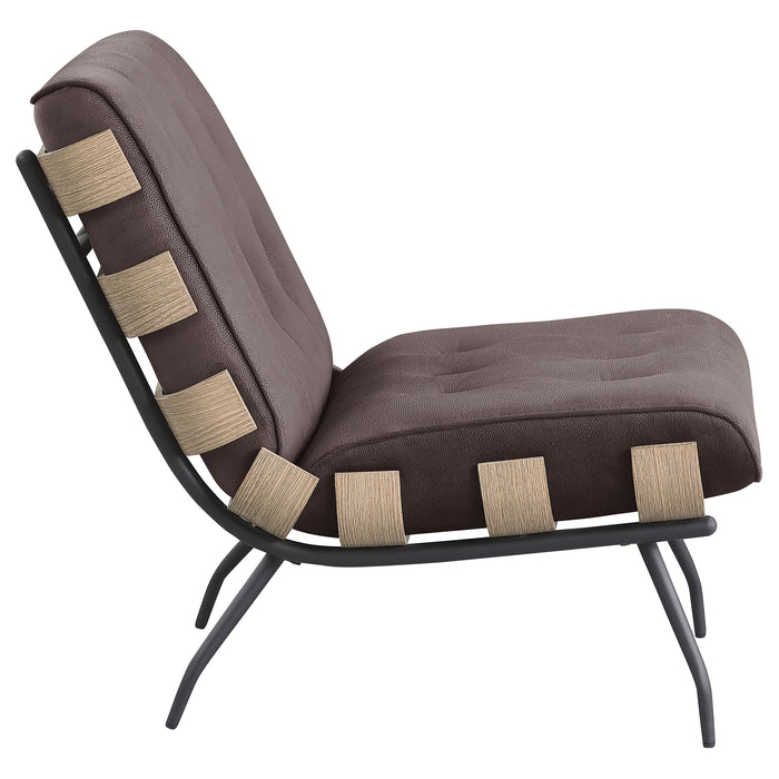 Aloma Upholstered Tufted Armless Accent Chair Brown