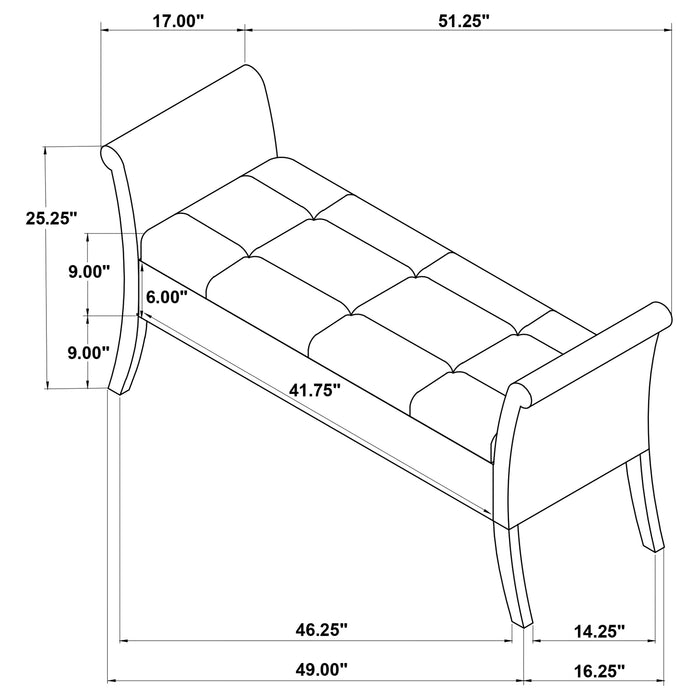 Farrah Velvet Upholstered Rolled Arm Storage Bench Beige