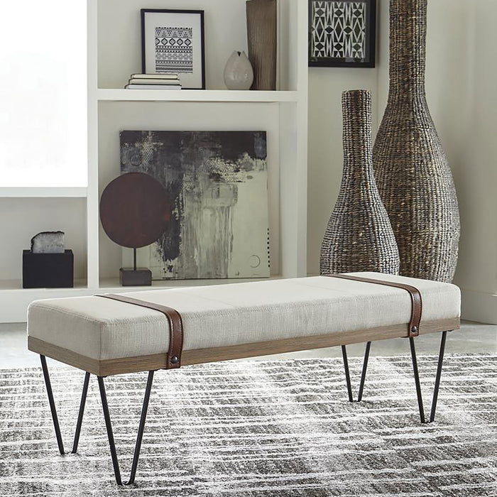 Austin Fabric Upholstered Accent Bench Beige