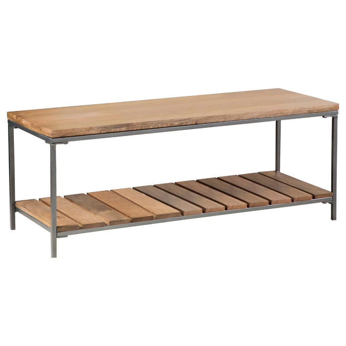 Gerbera Wood Accent Bench with Shelf Natural and Gunmetal