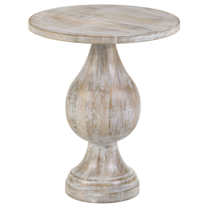 Dianella Round Pedestal Base Accent Side Table White Washed