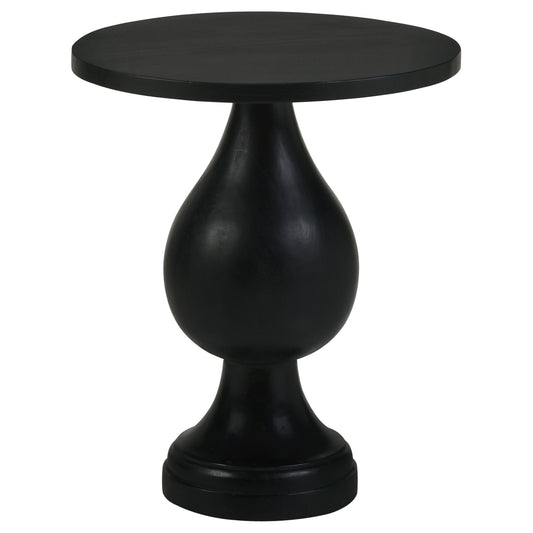 Dianella Round Pedestal Base Accent Side Table Black Stain