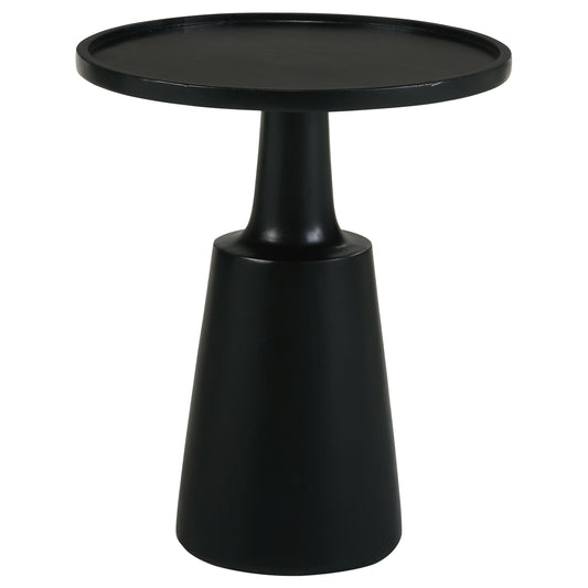 Ixia Round Solid Mango Wood Accent Side Table Black Stain