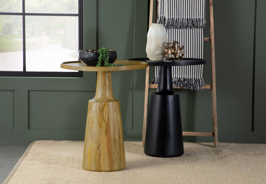 Ixia Round Solid Mango Wood Accent Side Table Natural