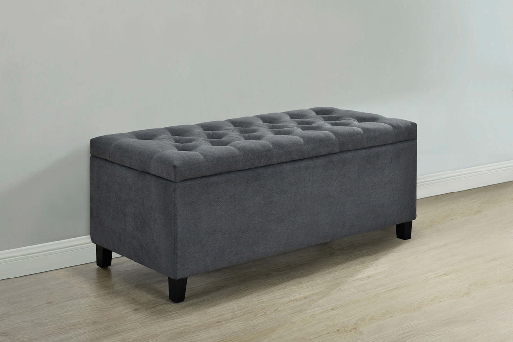 Samir Fabric Upholstered Tufted Storage Bench Charcoal