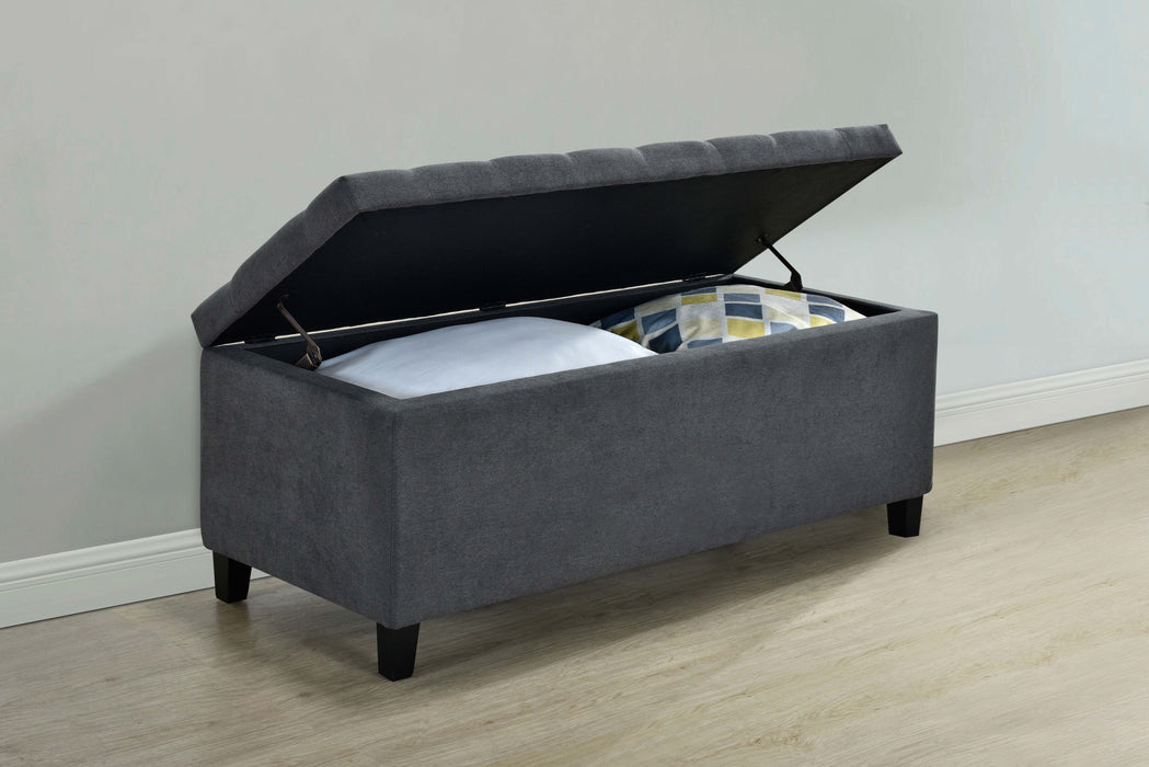 Samir Fabric Upholstered Tufted Storage Bench Charcoal