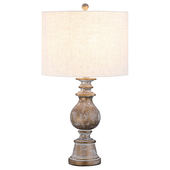 Brie 28-inch Drum Shade Urn Table Lamp Antique Gold